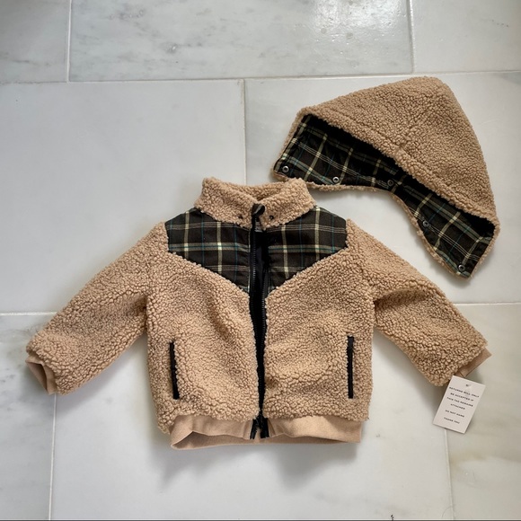 NWT For Love & Lemons Teddy Bear Plaid Coat - 3T - Picture 2 of 6